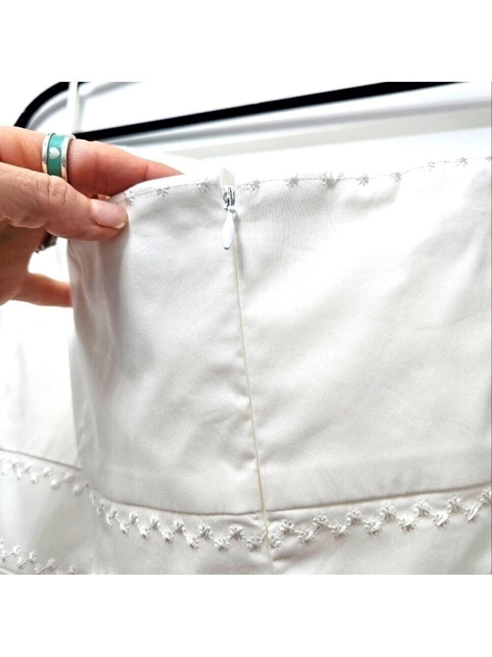 White House Black Market White Strapless Embroidered Eyelet Lace Dress Size 10 - Picture 9 of 14